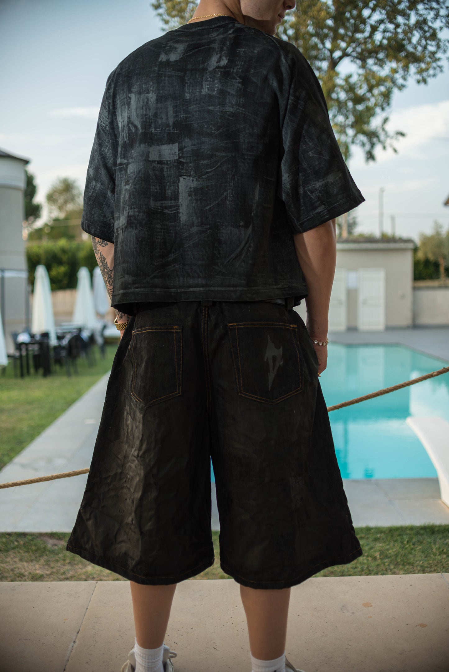 Pleated Shorts Leather Effect