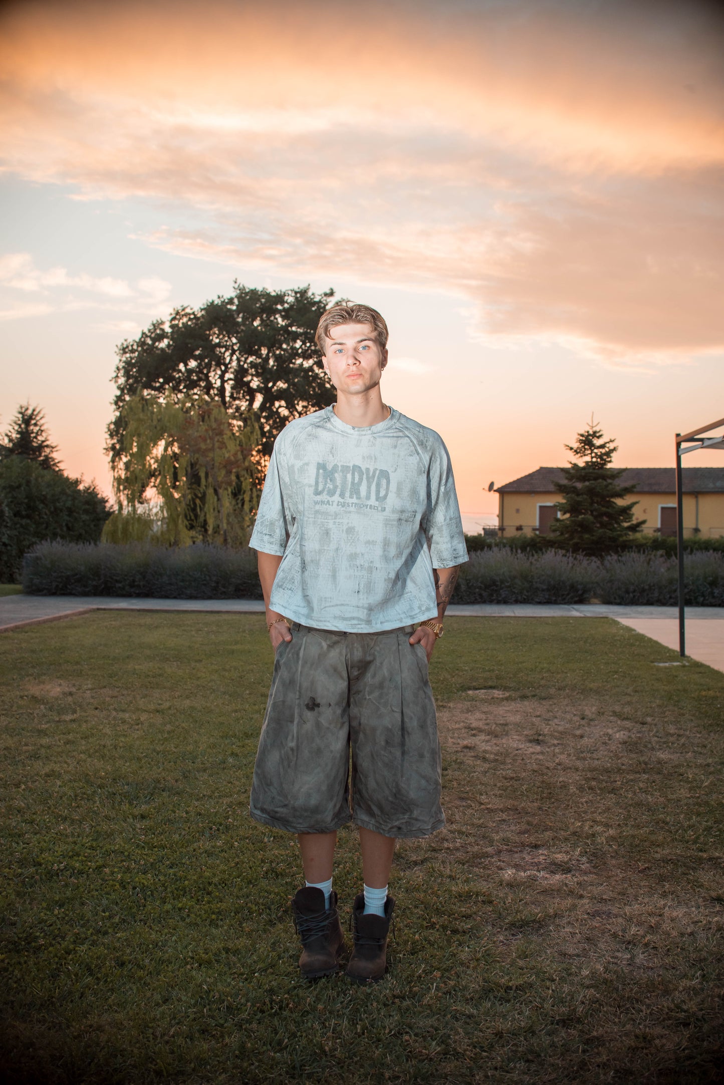 Pleated Shorts Marbled
