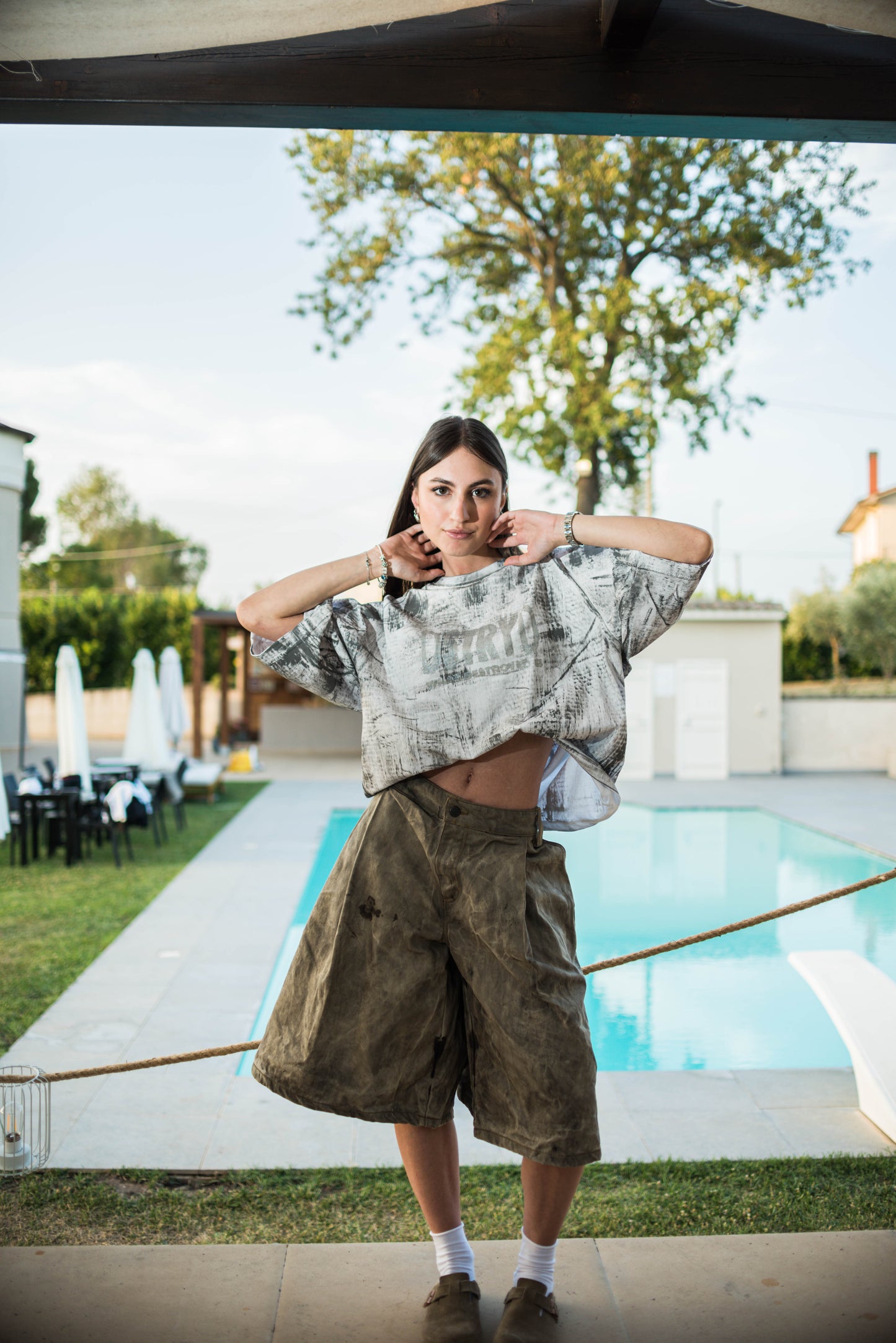 Pleated Shorts Marbled
