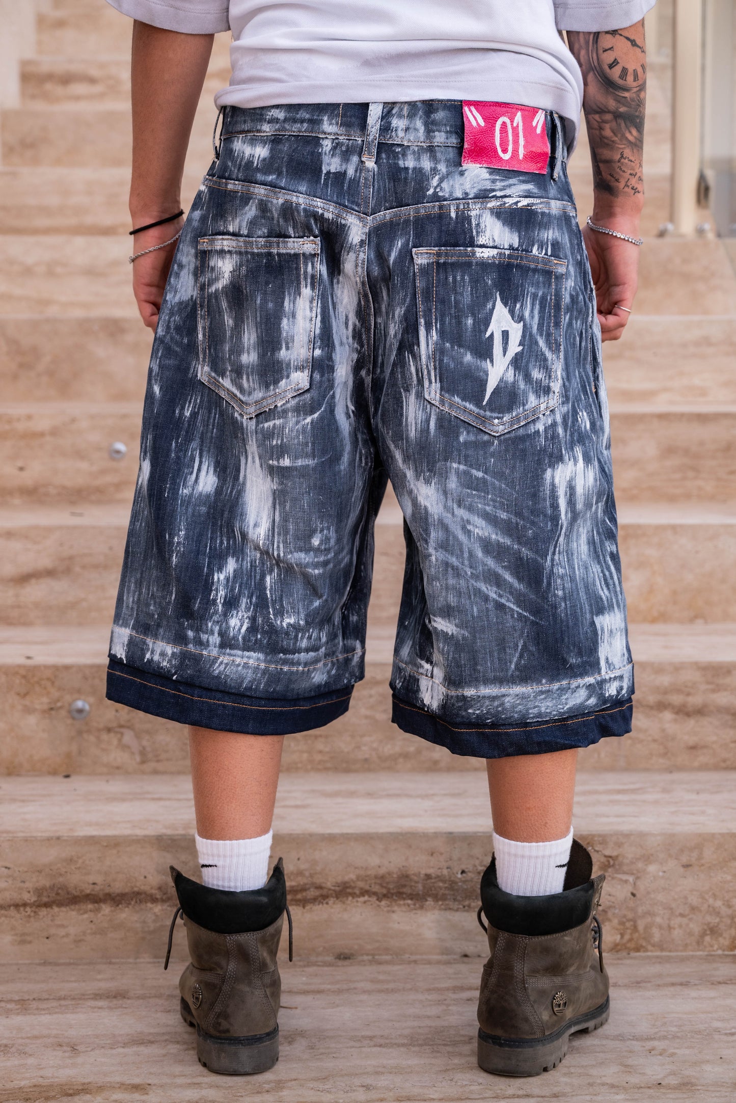 Double Fold shorts brushed denim